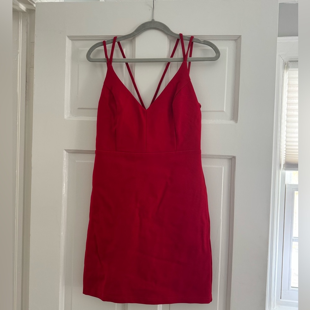 Lulu's Vibrant Red Double Strap Mini Dress